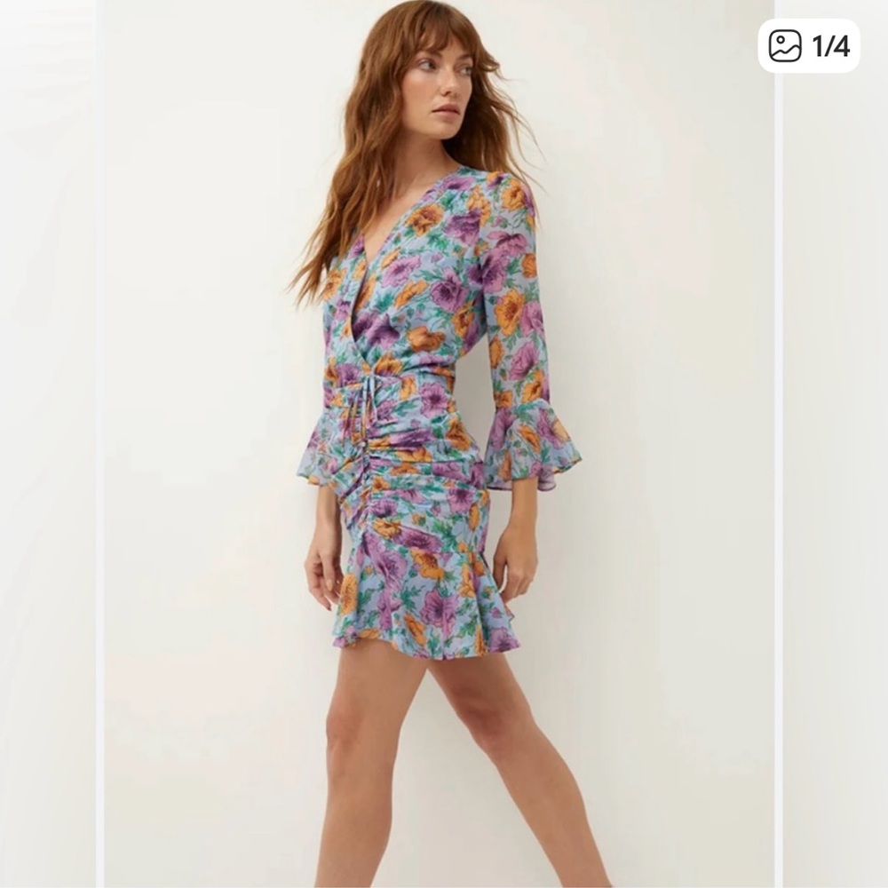 Veronica Beard Floral Multicolor Sean Minidress 100% Silk